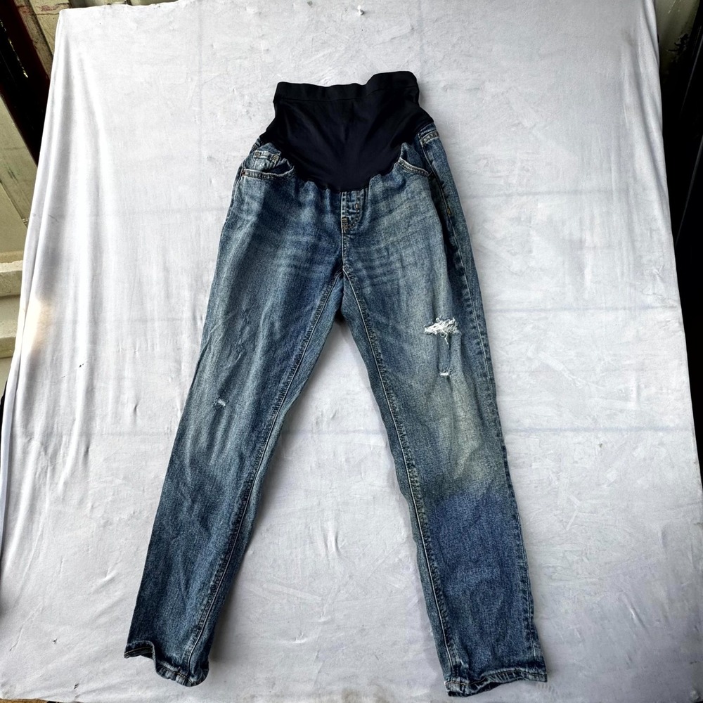 Old Navy Maternity Boyfriend Jeans Womens 24W Blue Denim Stretch Full Panel